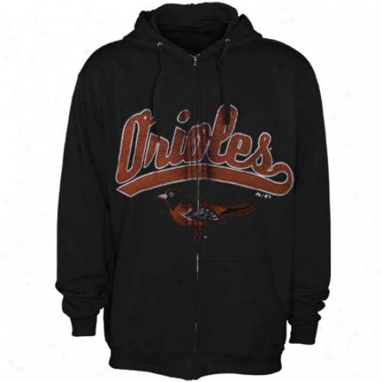 Majestic Baltimore Orioles Black Big Club Full Zip Hoodie Jacket