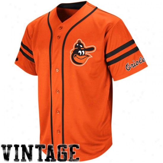 Majestic Baltimore Orioles Coopsrstown Throwback Heater Jersey - Orange