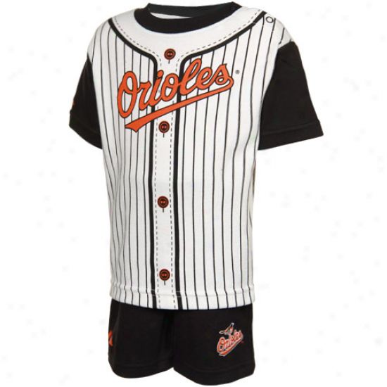 Majestic Baltimore Orioles Infant Black Pinstripe 2-piece Uniform Short Set