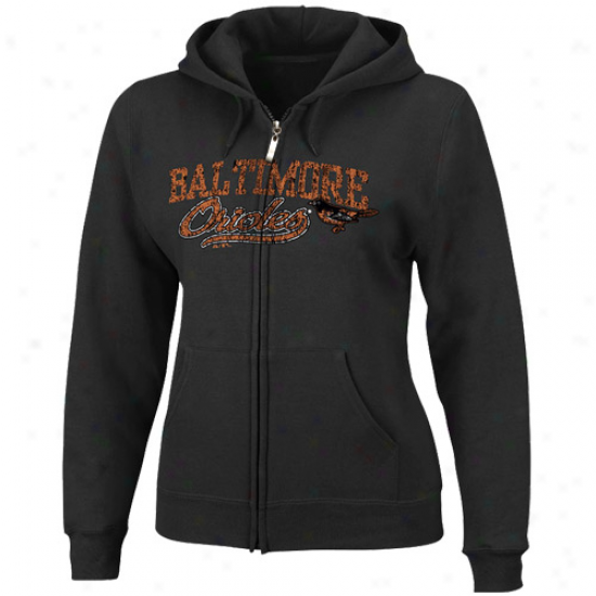 Majestic Baltimore Orioles Ladies Black Beauty Full Zip Hoodie