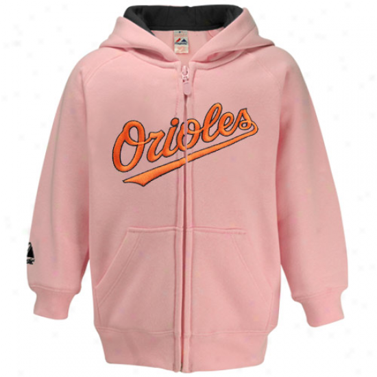Majestic Baltimore Oriolea Toddler Girls Pink Full Zip Hoody Sweatshirt