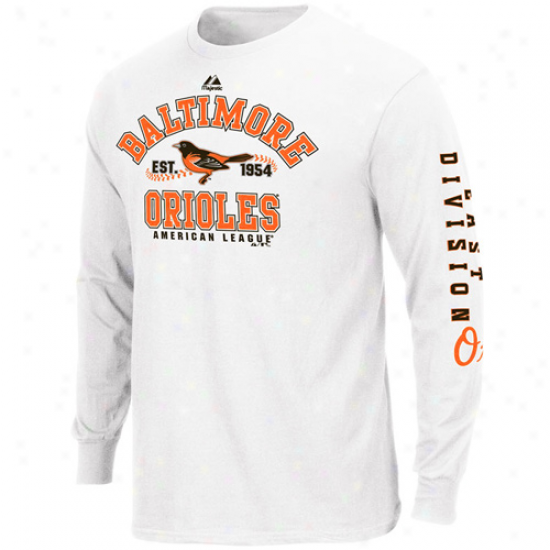 Majestic Baltimore Orioles White Dial It Up Long Sleeve T-shirt