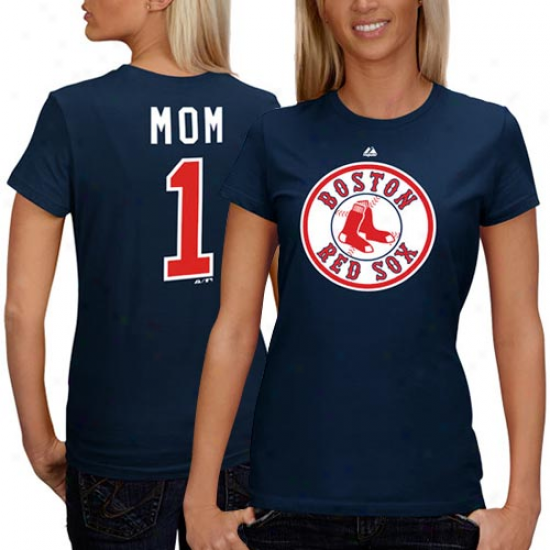 Majestic Boston Red Sox #1 Mom Logo T-shirt - Navy Blue