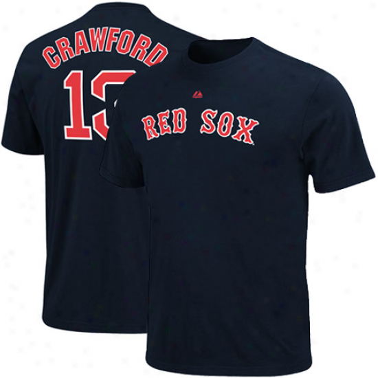 Majestci Boston Red Sox #13 Carl Crawford Navy Blue Actor T-shirt