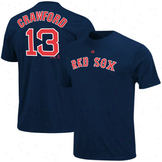 Majestic Boston Red Sox #13 Carl Crawford Youth Navy Bule Player T-shirt
