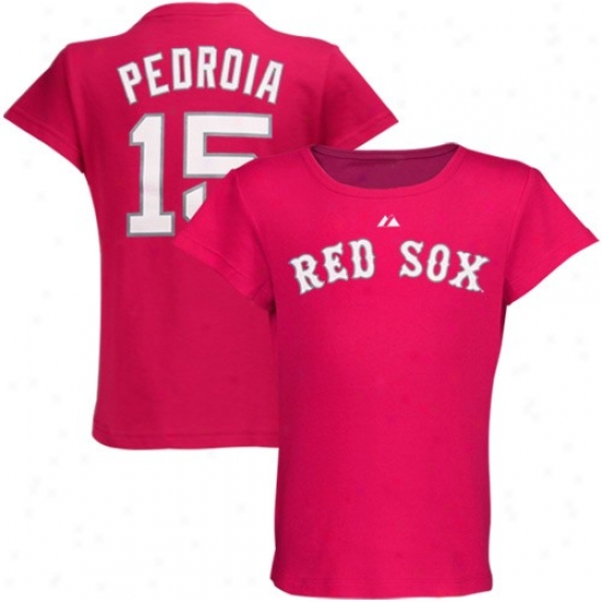 Majestic Boston Red Sox #15 Dustin Pedroia Youth Girls Pink Plsyer T-shirt