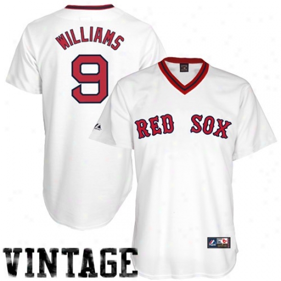 Majestic Boston Red Sox #9 Ted Williamq White Cooperstown Baseball Jersey