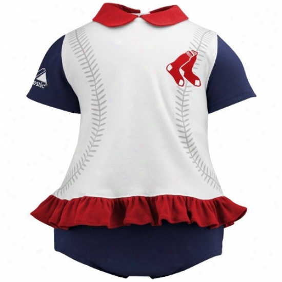 Elevated Boston Red Sox Infant Gkrls White-navy Blue Top & Bloomers Set