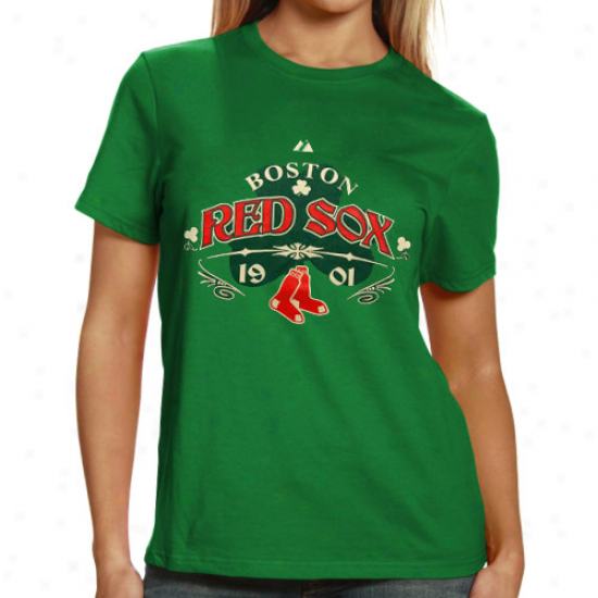 Majestic Boston Red Sox Ladies Kelly New Clover Cohender T-shirt