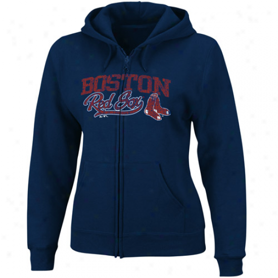 Majestic Boston Red Sox Ladies Navy Blue Beauty Full Zip Hokdy