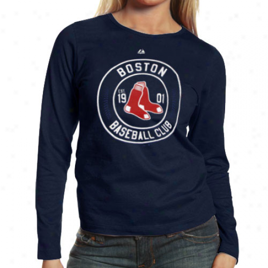 Majestic Boston Red Sox Ladies Pro Sports Baseball Club T-shirt - Ships Blue