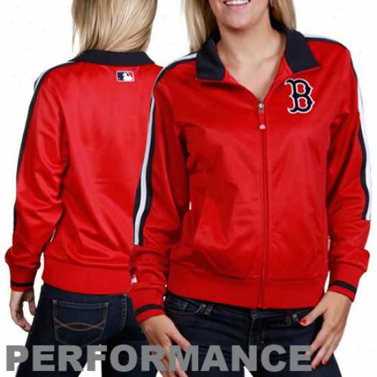 Majetsic Boston Red Sox Ladies Red Therma Base Performance Track Jacket