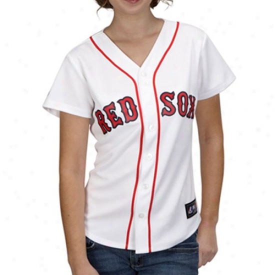 Majestic Boston Red Sox Ladies White Replica Baseball Jersey