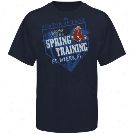 Majestic Boston Red Sox Navy Blue 2011 Spring Training Home Plate Hero T-shirt
