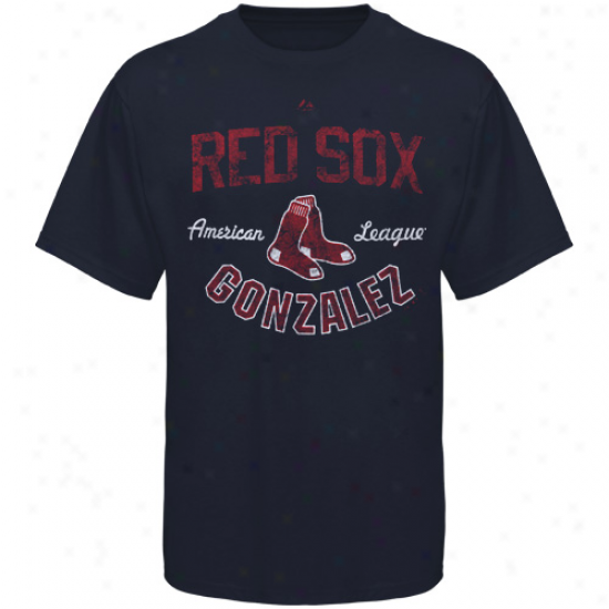 Splendid Boston Red Sox Navy Blue Adrian Gonzalez Trophy Man Player T-shirt