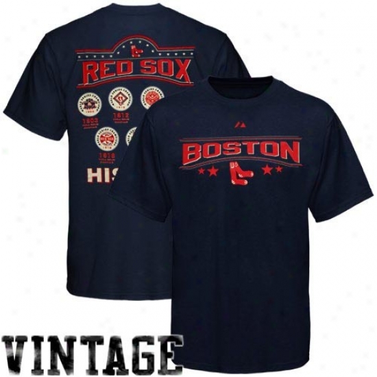 Majestic Boston 3Rd Sox Navy Blue All Time Save Cooperstown T-shirt