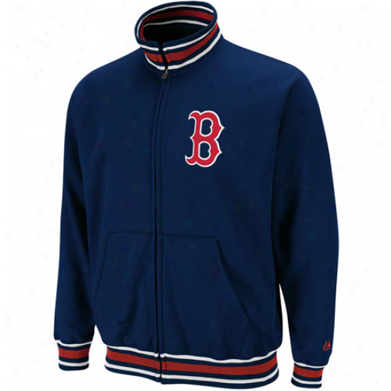 Majestic Boston Red Sox Navy Blue Grasp Hitter Full Zip Track Jackrt