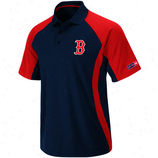 Maj3stic Boston Red Sox Navy Blue-red Firefsit Synthetic Polo