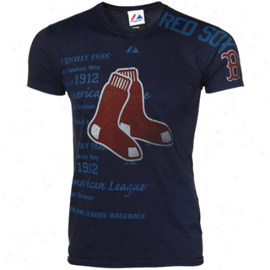 Majestic Boston Red Sox Navy Blue Ricochet Premium T-shirt