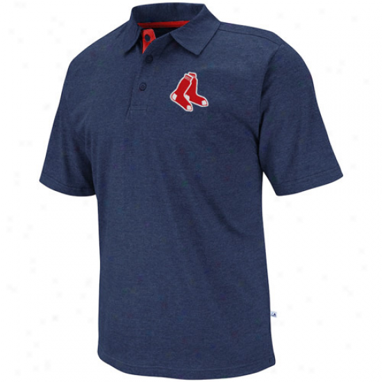 Majestic Boston Red Sox Noble Heathered Polo - Navy Blue