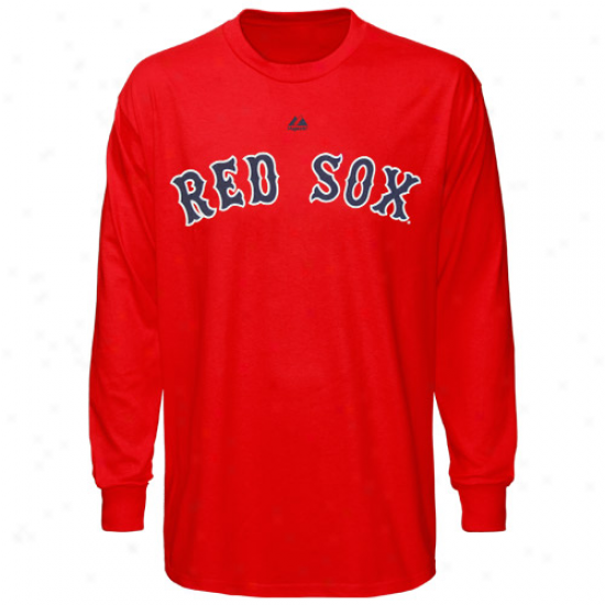 Majestic Boston Red Sox Official Wordmark Long Sleeve T-shirt - Red