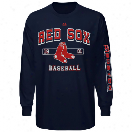 Majestic Boston Red Sox Past Leisure Original Long Sleeve T-shirt - Navy Blue