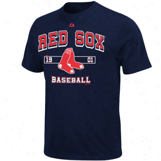 Majestic Boston Red Sox Past Time Original T-shirt - Navy Blue