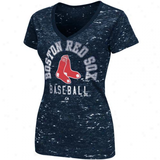 Majestic Boston Red Sox Play Call Premium V-neck T-shirt - Navy Azure