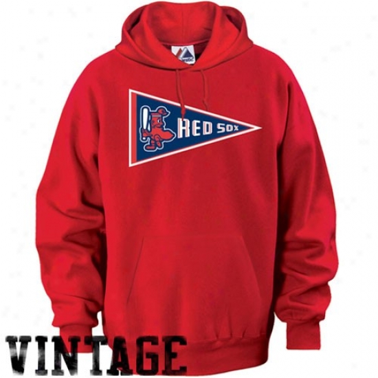 Majestic Boston Red Sox Red Cooperstown Logo Tek Patch Plulover Hoody Sweayshirt