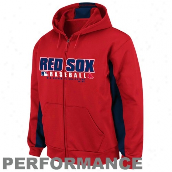 Majestic Boston Red Sox Red-navy Blue Authenic Performance Hoody Track Jacket