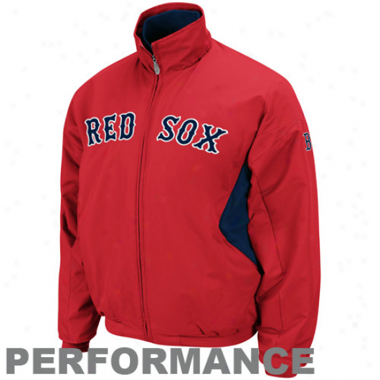 Majestic Boston Red Sox Red-navy Blue Therma Base Triple Peak Premier Full Zip Jacket