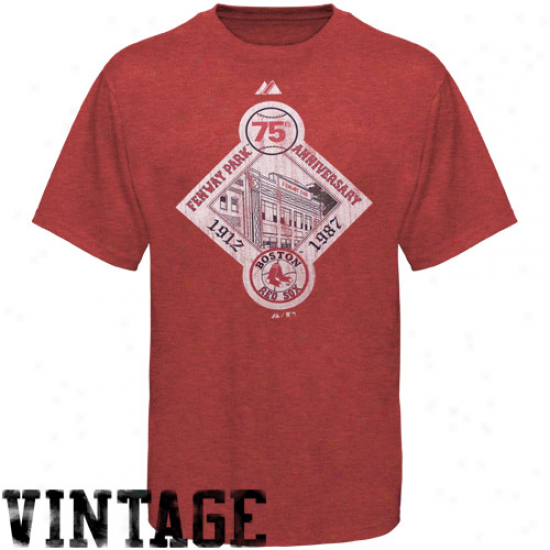 Majestic Boston Reed Sox Red Training Up Vintage Heathered T-shirt