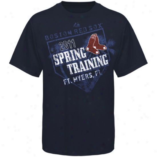 Majesticc Boston Red Sox Youth Navy Blue 2011 Spring Training Home Plate Hero T-shirt