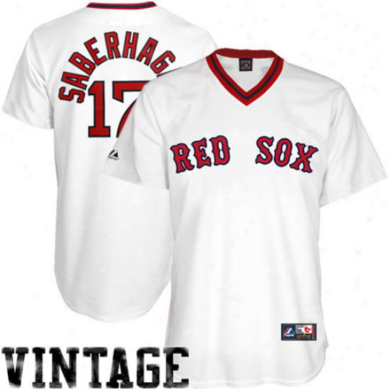 Majestic Bret Saberhagen Boston Red Sos Autograph copy Cooperstown Throwback Jersey - White