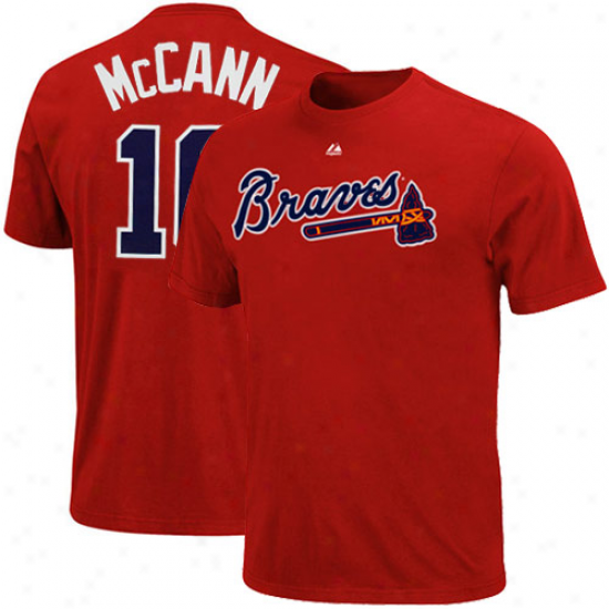 Majestic Brian Mccann Atlanta Braves #16 Player T-shirt - Red