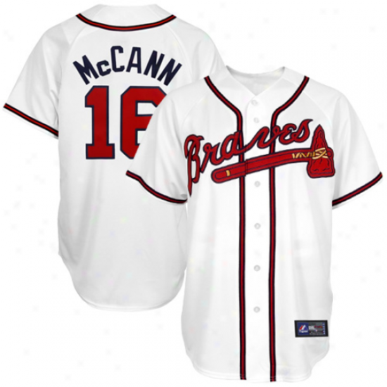 Majestic Brisn Mccann Atlanta Braves Ladies Replica Jersey - White