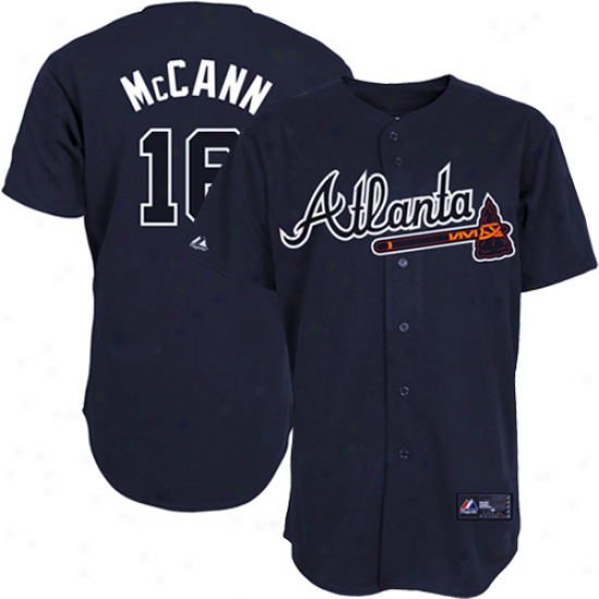 Majestic Brian Mccann Atoanta Braves Replica Jersey - Navy Blue