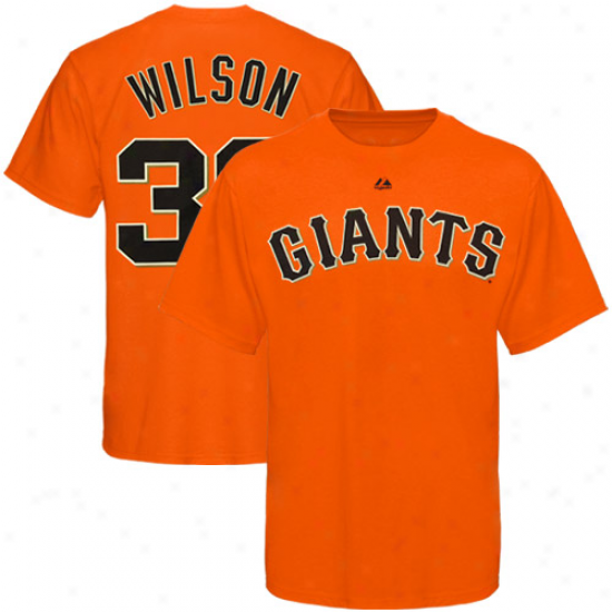 Majestic Brian Wilson Swn Francisco Giants #38 Player T-shirt - Orange