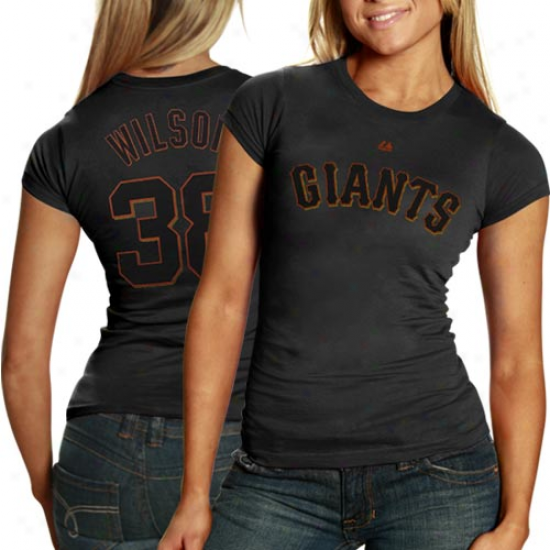 Majestic Brian Wilson San Francisco Giangs #38 Ladies Off-field Drama Player Heathered Ts-hirt - Charcoal