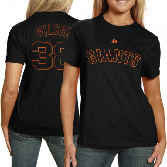 Majestic Brian Wilson San Francisco Giants #38 Ladies Player T-shirt - Black