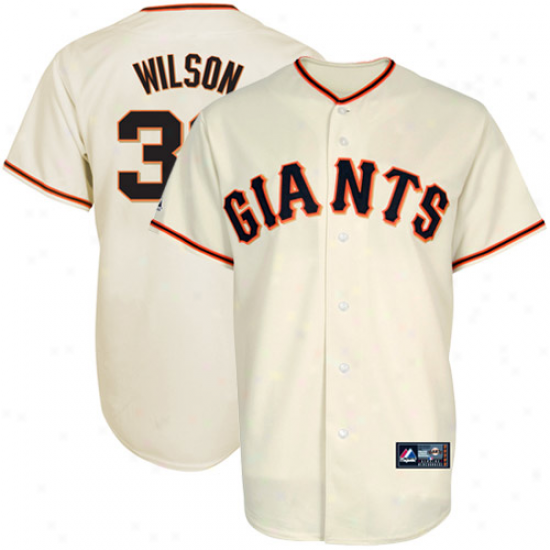 Majestic Brian Wilson San Franisco Giants Player Replica Jersey - Cream