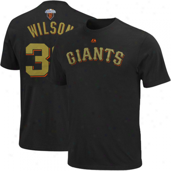 Majes5ic Brian Wilson San Francisco Giants Youth 2010 World Series Champions Gold Program Mimic T-shirt - Dismal