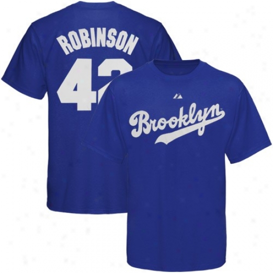 Majestic Brooklyn Dodgers #42 Jackie Robinson Royal Blue Cooperstown Player T-shirt