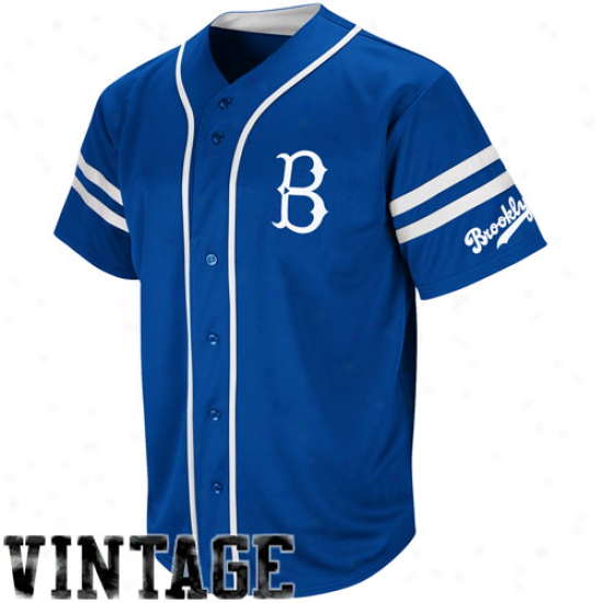 Majestic Brooklyn Dodgers Cooperstown Throwback Heater Jersey - Royal Azure