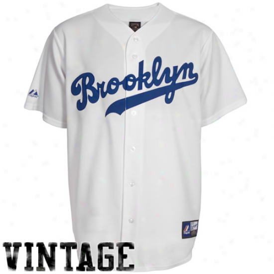 Majestic Brooklyn Dodgers Replica Cooperstoan Throwback Jersey - White