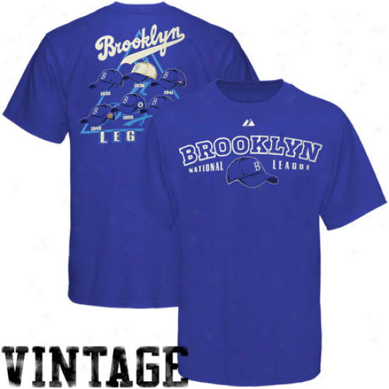 Majestic Brooklyn Dodgers Royal Blue Nostalgia Vintage T-shirt