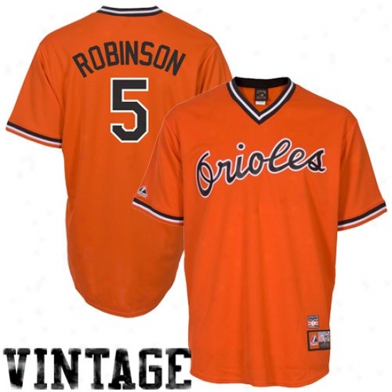 Majestic Brooks Robinson Baltimore Orioles Cooperstown Baseball Jersey #5 Orange