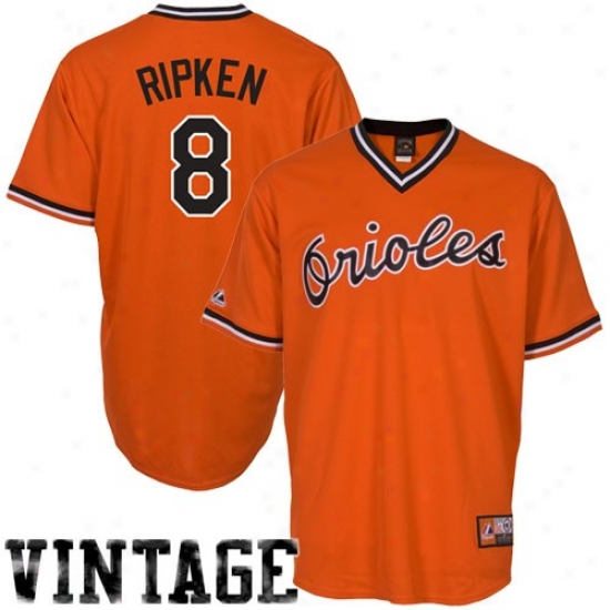 Majestic Cal Ripken Baltimore Orioles Cooperstown Jersey #8 Orange