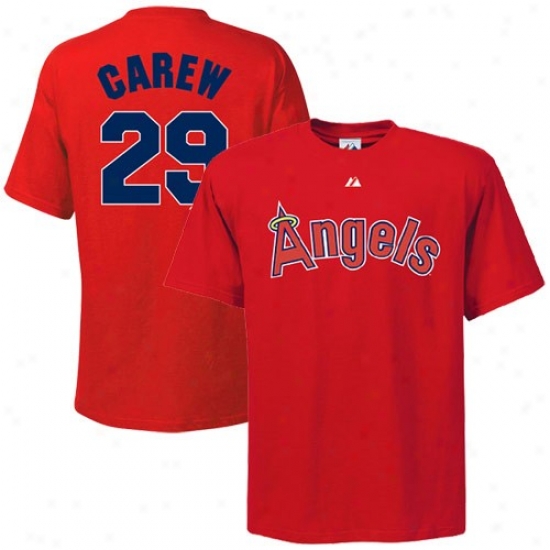 Majestic California Angels #29 Wand Carew Red Cooperstown Player T-shirt