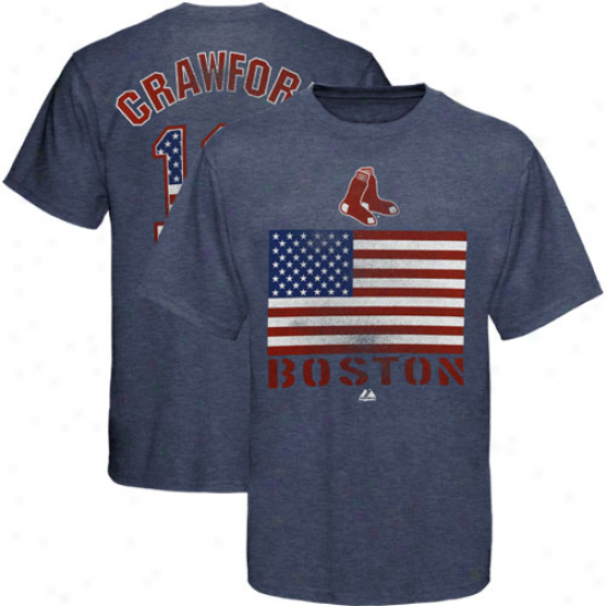 Majestic Carl Crawford Boston Red Sox #13 Red, White & Blue Player T-shirt - Navy Blue